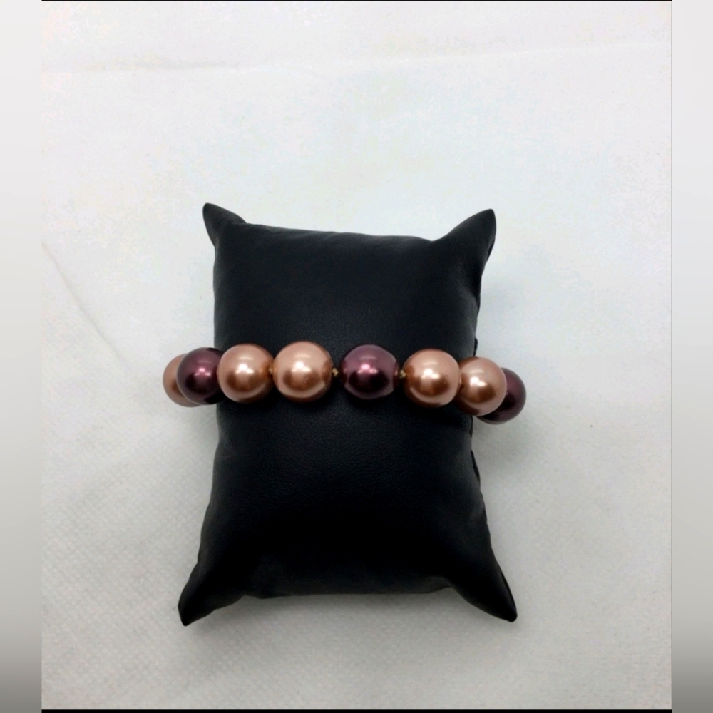 Heidi Daus Faux Pearl & Rhinestone Toggle Clasp Bracelet 8"